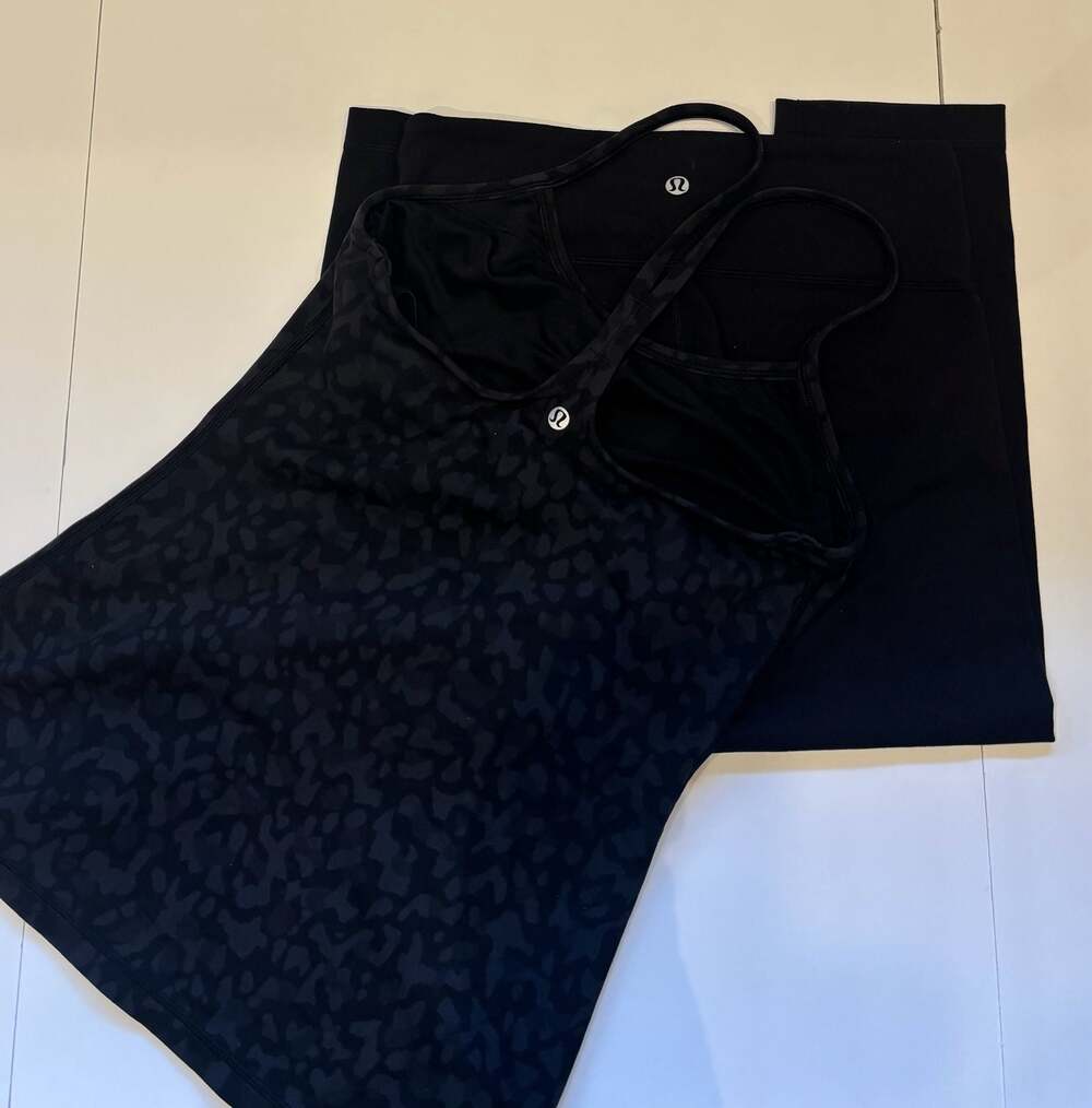Lululemon 2-Piece Set: Power Y Tank Star Crushed Coal Black & High-Rise Crop Leg